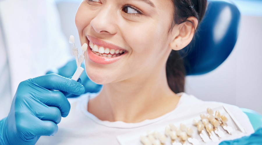 tooth whitening shade taking