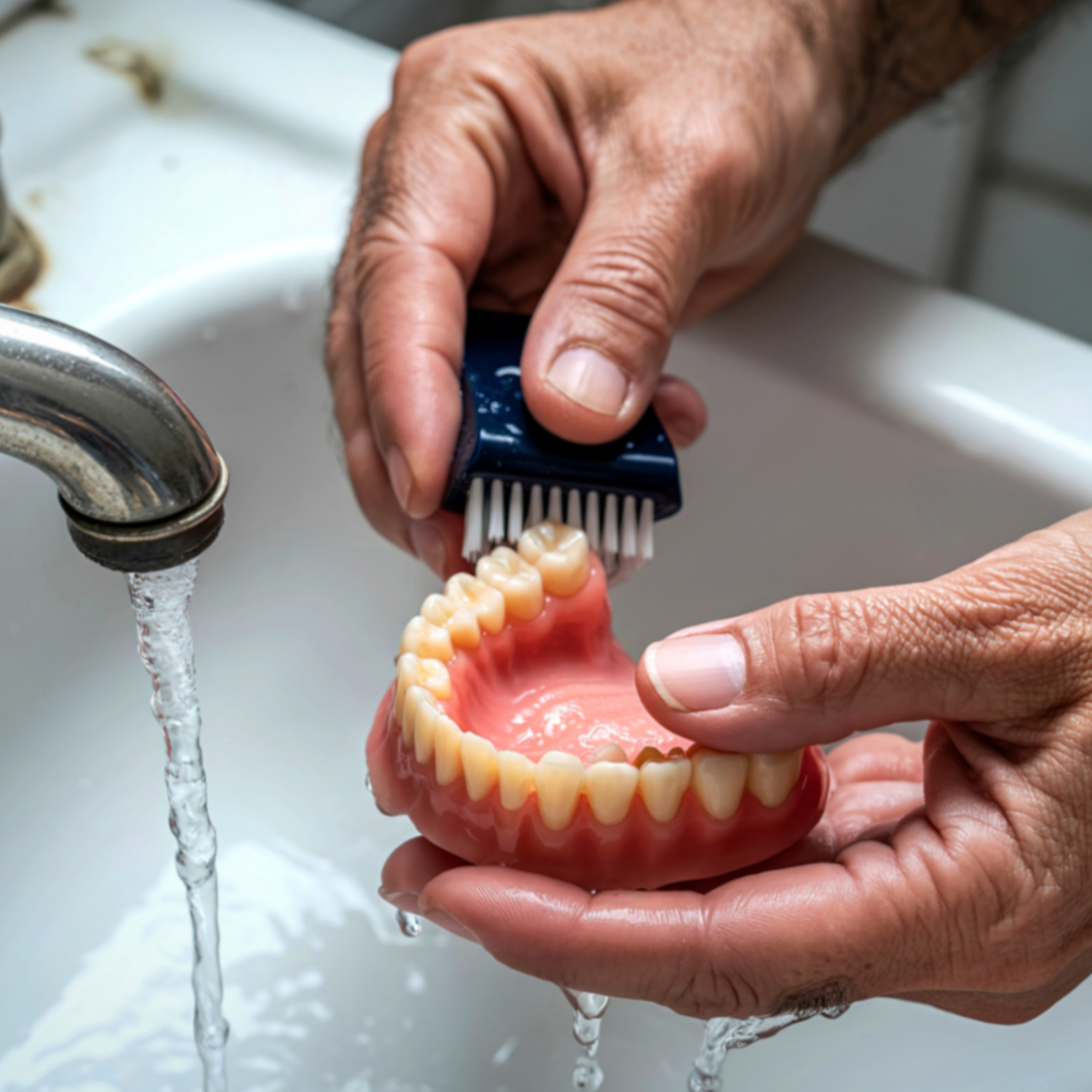 washing a denture