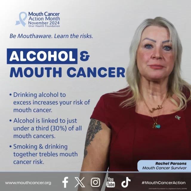🍷 Alcohol and Mouth Cancer: Drinking alcohol increases the risk of mouth cancer, especially when combined with smoking. Alcohol irritates the cells in your mouth, making it easier for harmful substances to cause damage.

📉 Cutting down on alcohol is one way to lower your risk. Try alternatives, pace yourself, and stay informed about the impact of alcohol on your health.

For more facts and support, visit Mouth Cancer Foundation.

#MouthCancerAwareness #LimitAlcohol #ChooseHealth