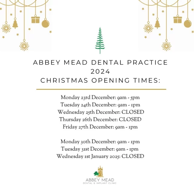 🎄🎅🏼Christmas Opening Hours🎅🏼🎄

Dear patients,

Please see below for our Christmas opening hours over the coming days. 

We are open 9am until 1pm for any emergencies over the Christmas period except Christmas Day and Boxing Day. If on either of those days you have a dental emergency you can call the 24/7 dentist on 0330 175 9995. 

We hope you all have a wonderful Christmas and a fantastic New Year🤍

#christmas #newyear #happychristmas #openinghours #abbeymead #tavistock